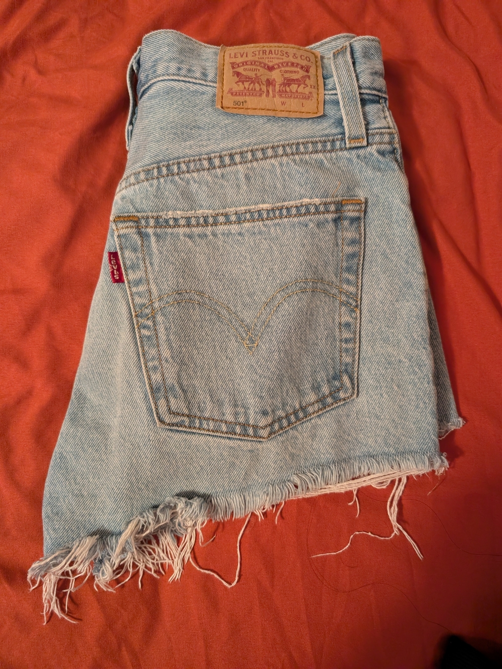 Levi's Light Blue Denim Cutoff Shorts with Frayed Hem